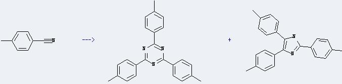 p-Tolunitrile can be used to get 2,4,6-tri-p-tolyl-[1,3,5]triazine and 2,4,5-tri-p-tolyl-1H-imidazole